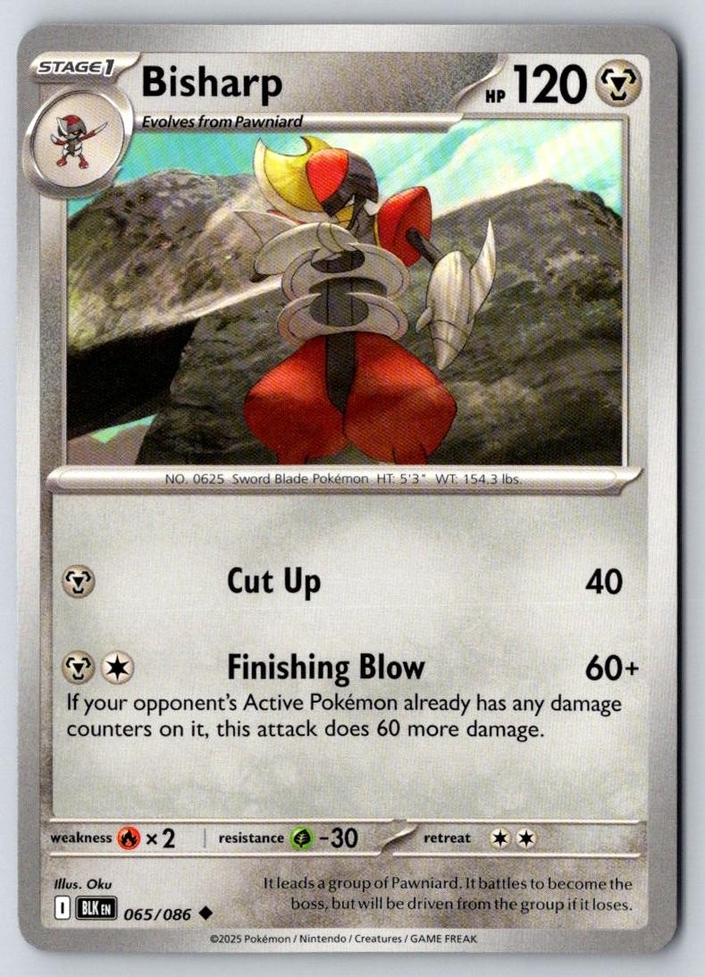 Bisharp 065/086 Uncommon Black Bolt Pokemon Near Mint