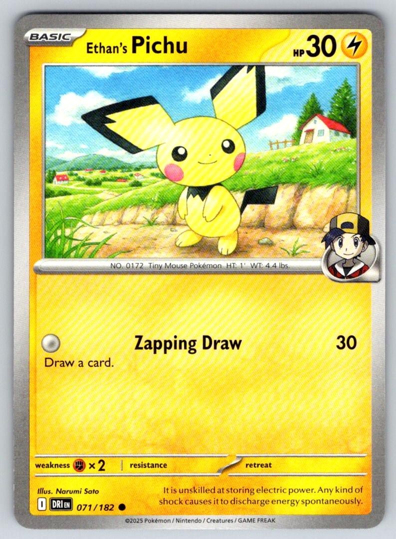 Ethan's Pichu 071/182 Common Destined Rivals Pokemon Near Mint