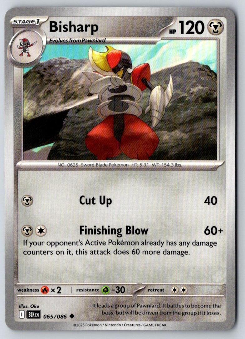 Bisharp 065/086 Uncommon Black Bolt Pokemon Near Mint