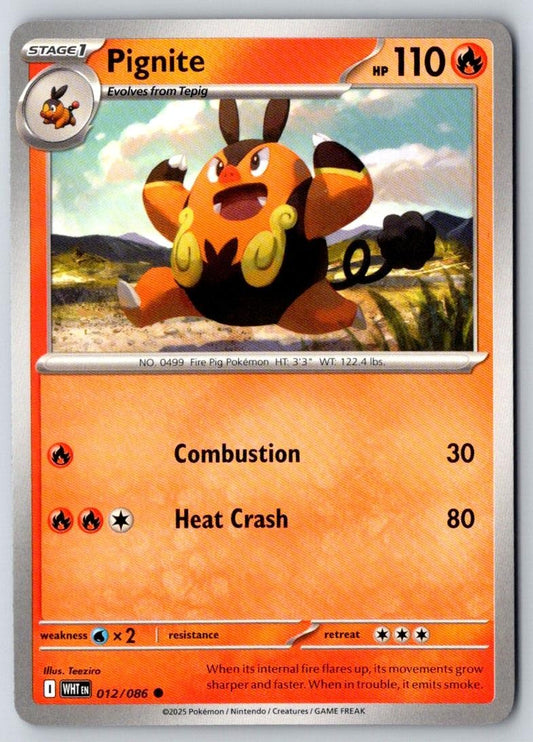 Pignite 012/086 Common White Flare Pokemon Near Mint