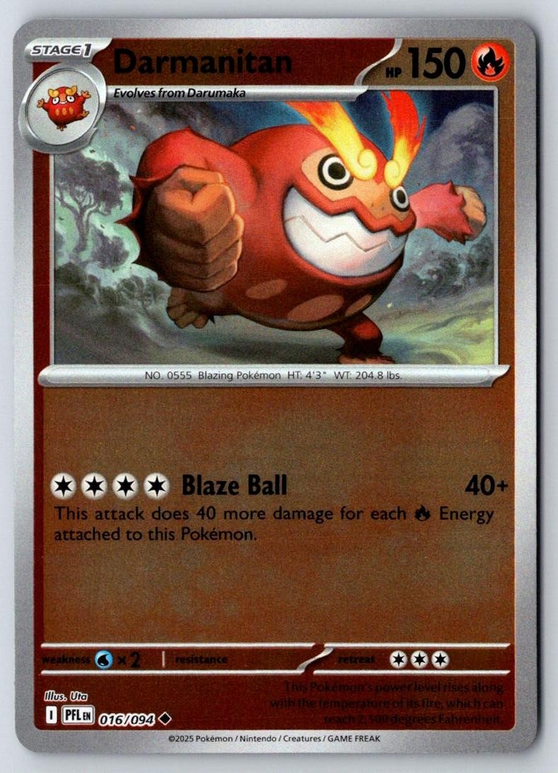Darmanitan 016/094 Uncommon Phantasmal Flames Pokemon Reverse Holo Near Mint