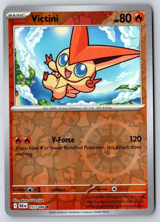 Victini Reverse Holo 012/086 Holo Rare Black Bolt Pokemon Near Mint