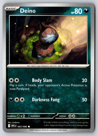 Deino 065/086 Common White Flare Pokemon Near Mint