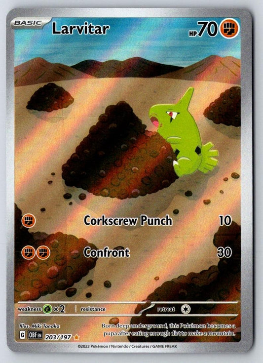 Larvitar 203/197 Illustration Rare Obsidian Flames Pokemon Holo Near Mint