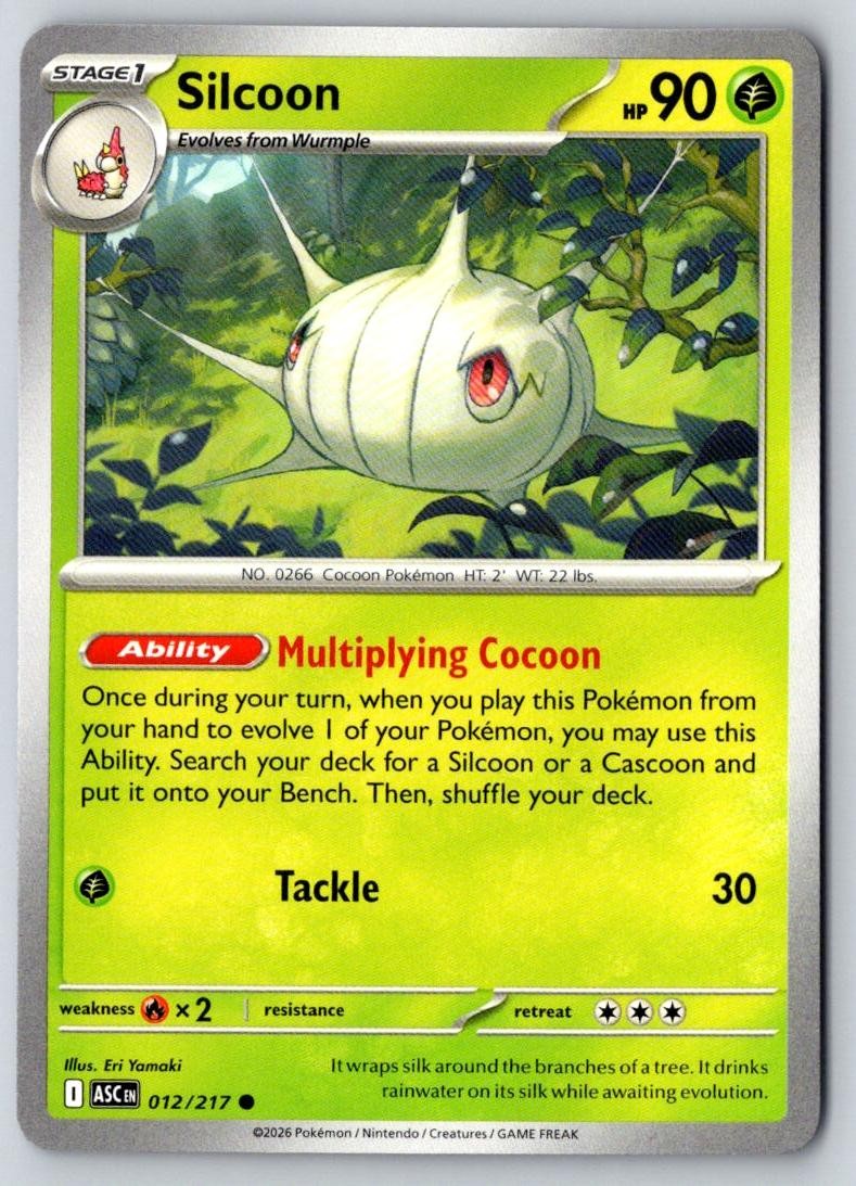 Silcoon 012/217 Common Ascended Heroes Pokemon Near Mint