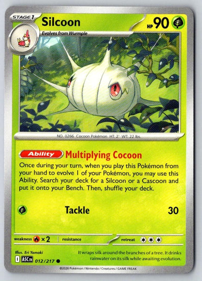 Silcoon 012/217 Common Ascended Heroes Pokemon Near Mint