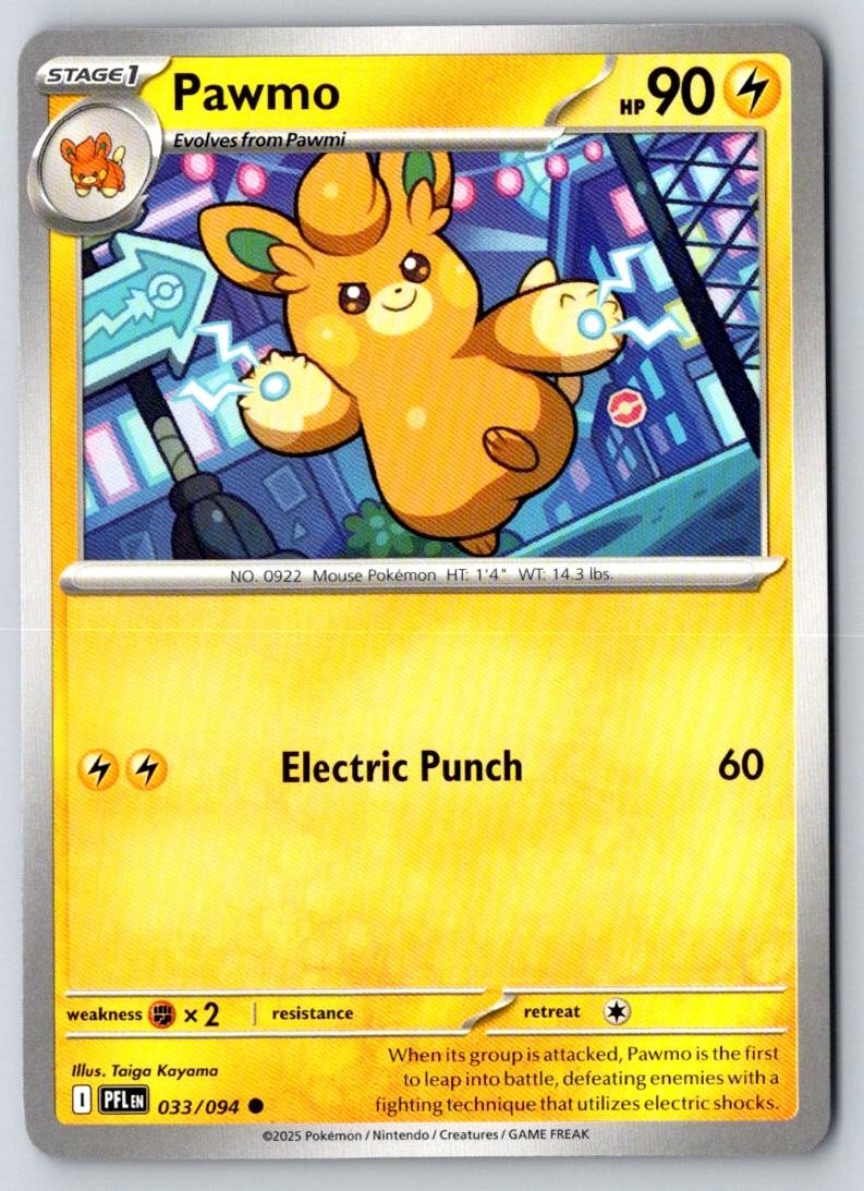Pawmo 033/094 Common Phantasmal Flames Pokemon Near Mint