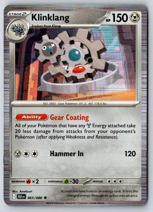 Klinklang 063/086 Holo Rare Black Bolt Pokemon Near Mint