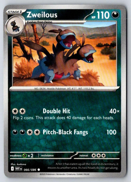 Zweilous 066/086 Common White Flare Pokemon Near Mint