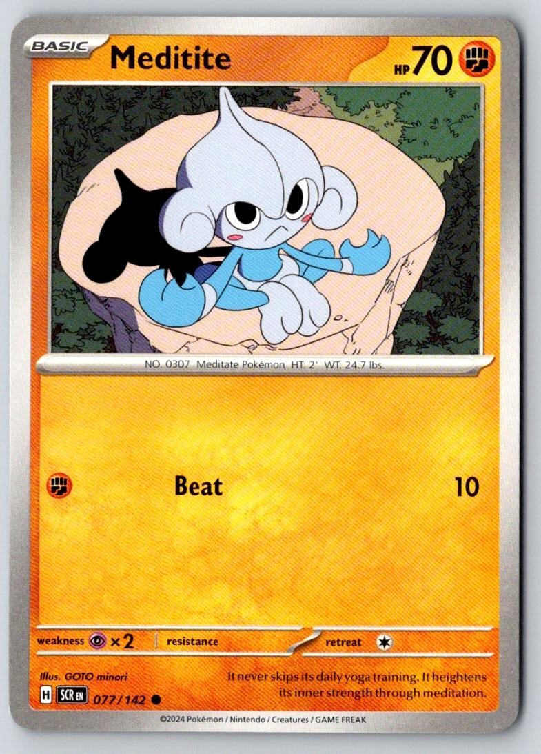 Meditite 77/142 Common Stellar Crown Pokemon Near Mint