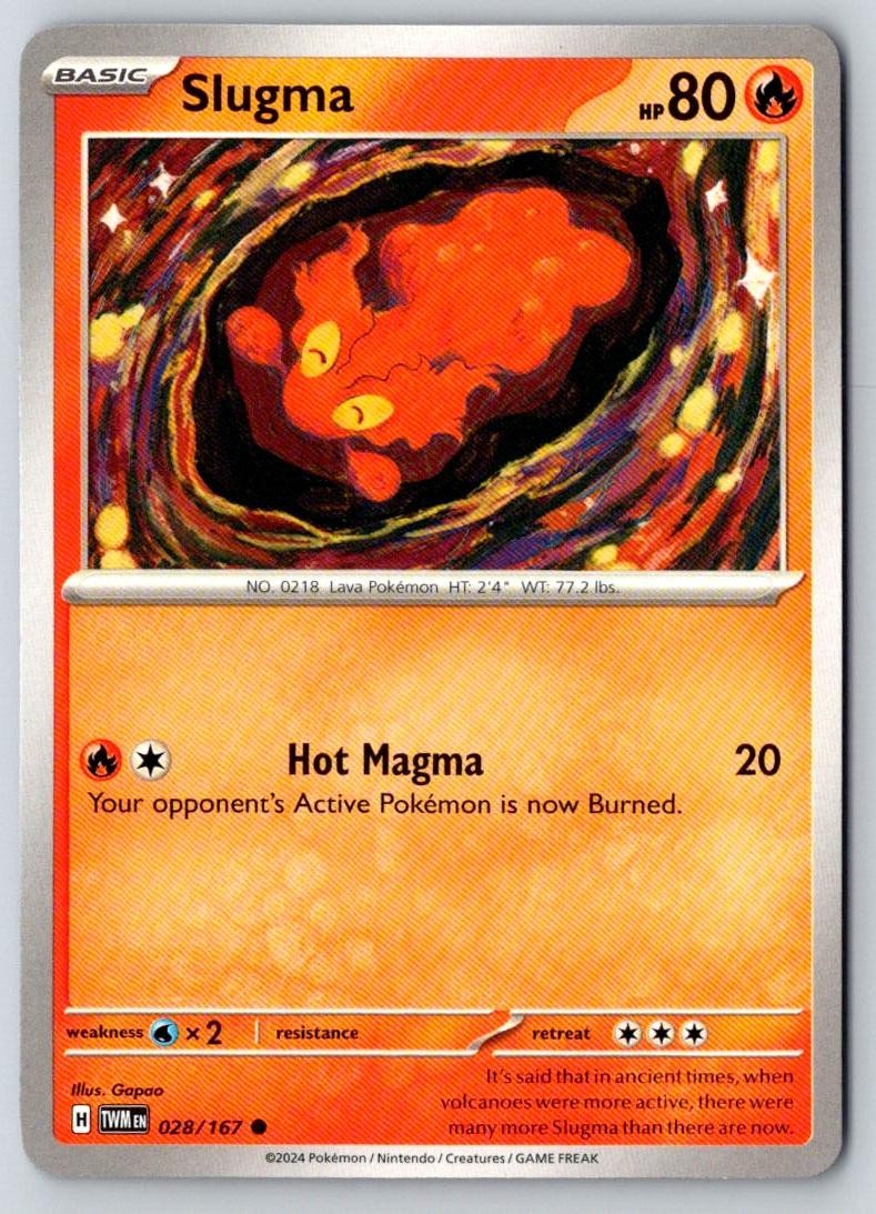 Slugma 028/167 Common Twilight Masquerade Pokemon Near Mint