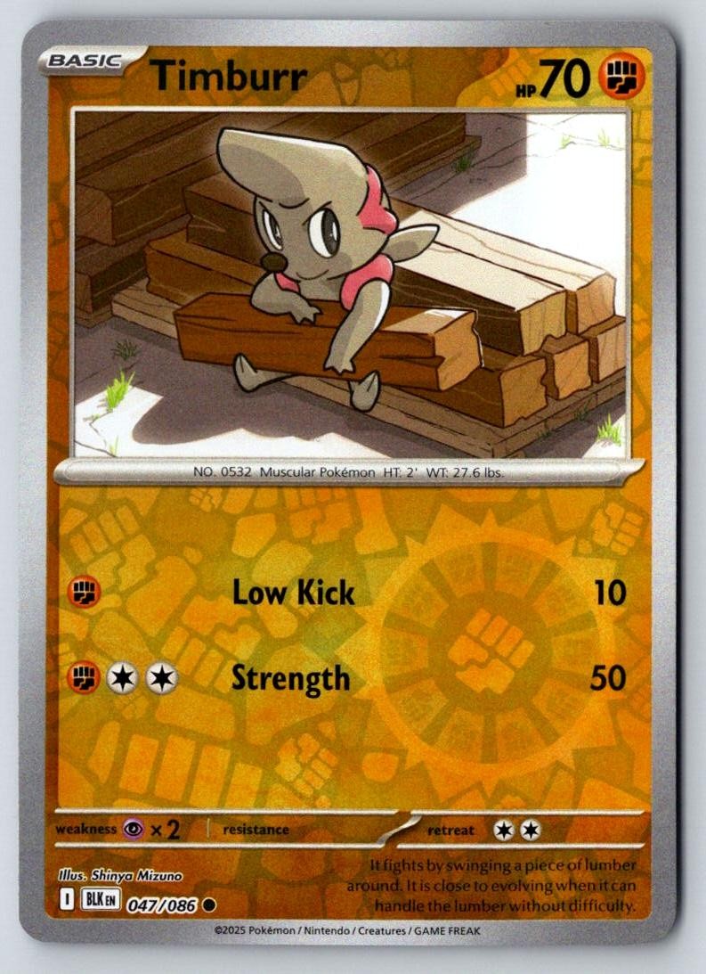 Timburr 047/086 Common Black Bolt Pokemon Near Mint