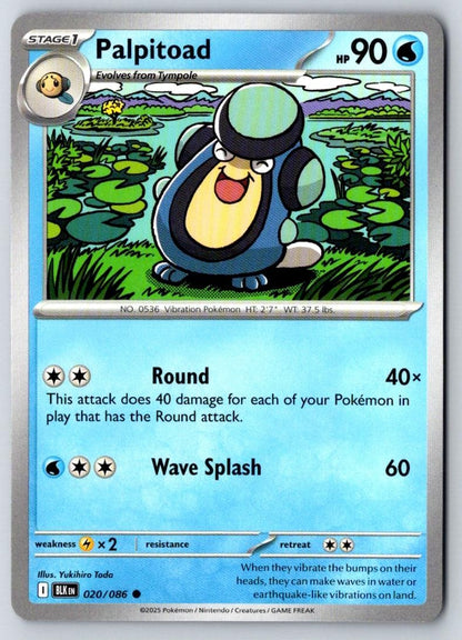Palpitoad 020/086 Common Black Bolt Pokemon Near Mint