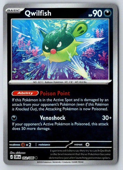 Qwilfish 052/086 Common Chaos Rising Pokemon Near Mint