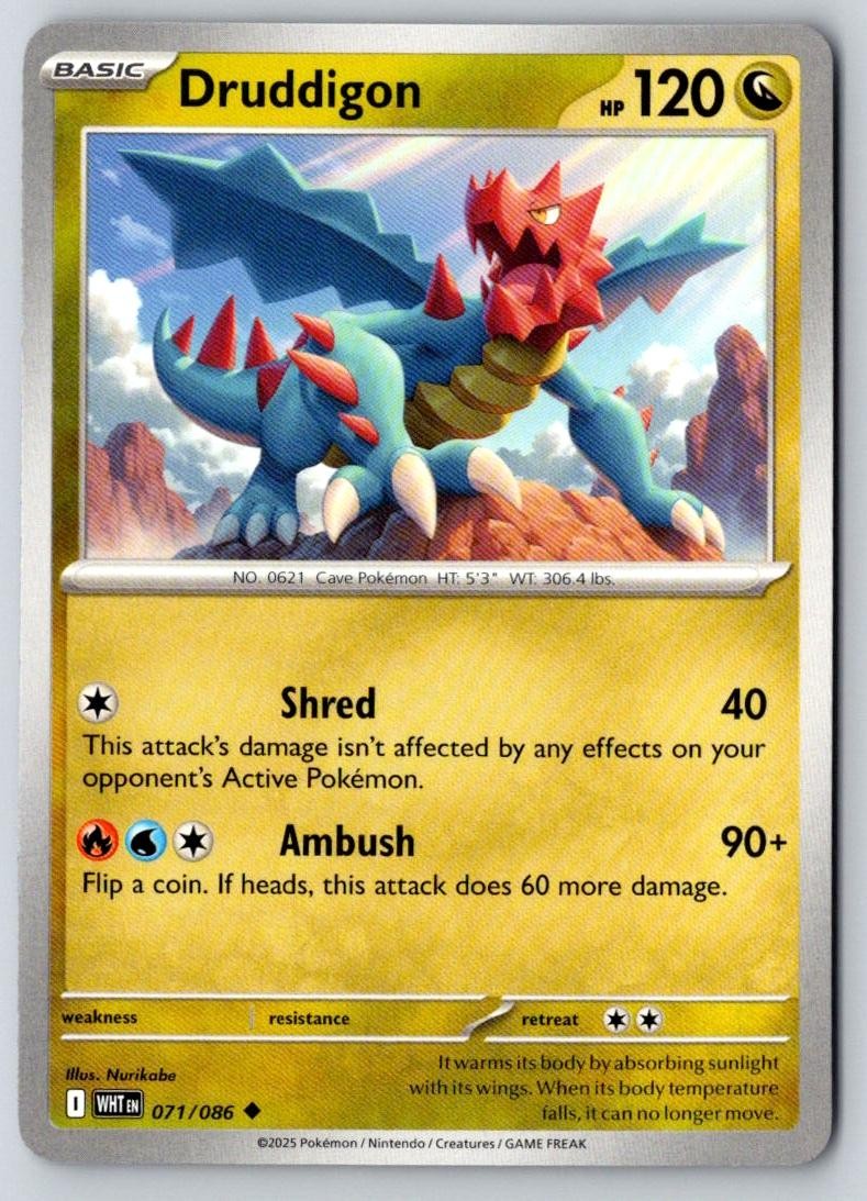 Druddigon 071/086 Uncommon White Flare Pokemon Near Mint