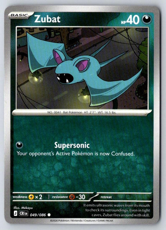 Zubat 049/086 Common Chaos Rising Pokemon Near Mint