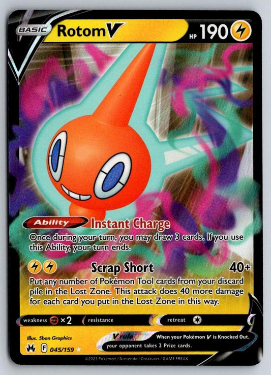Rotom V 045/159 Holo V Rare Crown Zenith Pokemon Near Mint