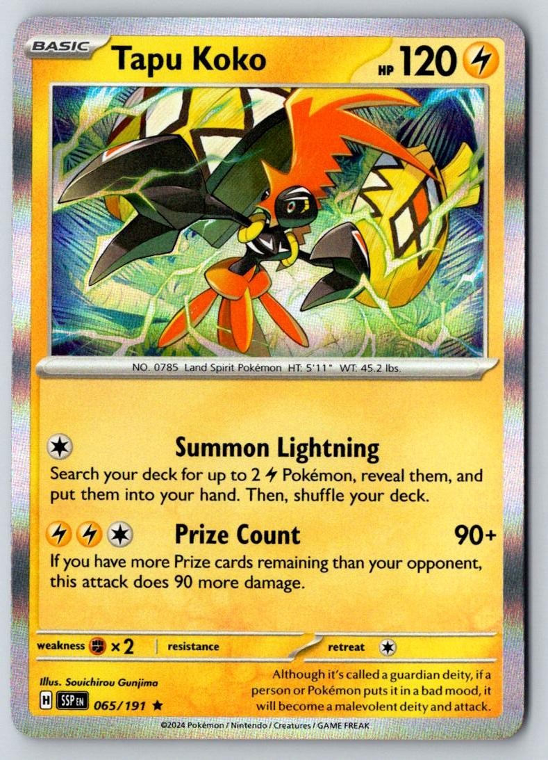 Tapu Koko 065/191 Rare Surging Sparks Pokemon Holo Near Mint