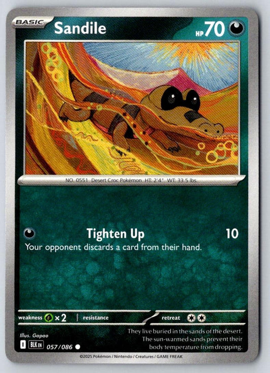 Sandile 057/086 Common Black Bolt Pokemon Near Mint