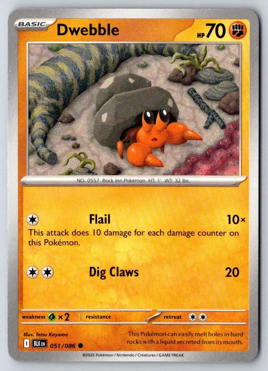 Dwebble 051/086 Common Black Bolt Pokemon Near Mint