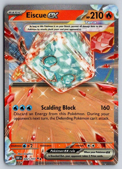 Eiscue ex 042/197 Double Rare Obsidian Flames Pokemon Near Mint