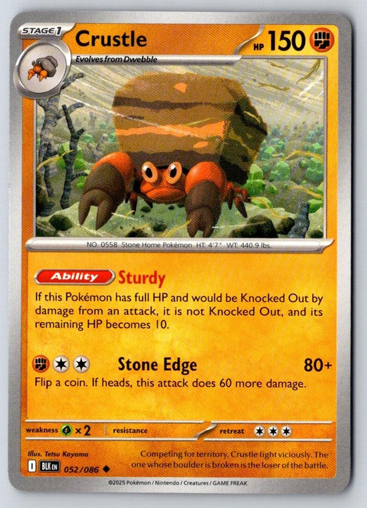 Crustle 052/086 Uncommon Black Bolt Pokemon Near Mint