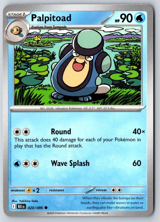 Palpitoad 020/086 Common Black Bolt Pokemon Near Mint