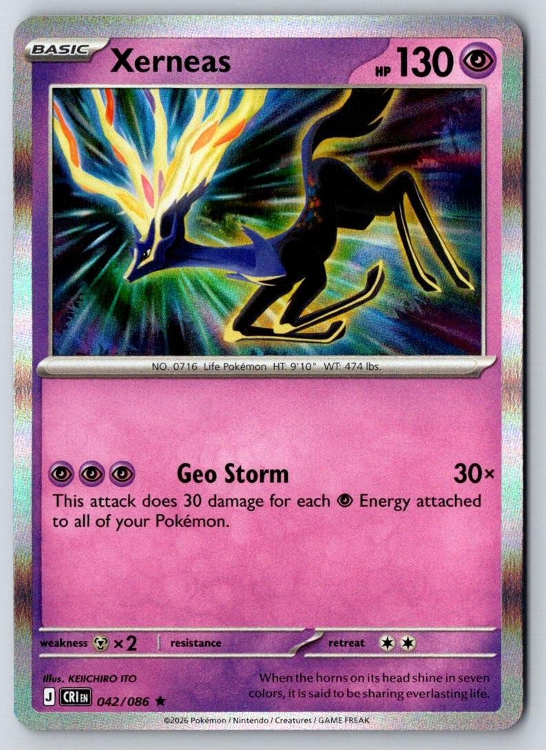 Xerneas 042/086 Rare Chaos Rising Pokemon Holo Near Mint