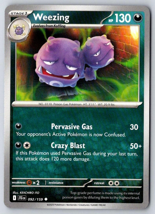 Weezing 092/159 Uncommon Journey Together Pokemon Near Mint