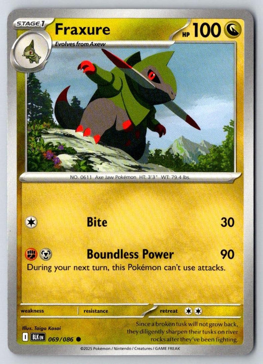 Fraxure 069/086 Common Black Bolt Pokemon Near Mint