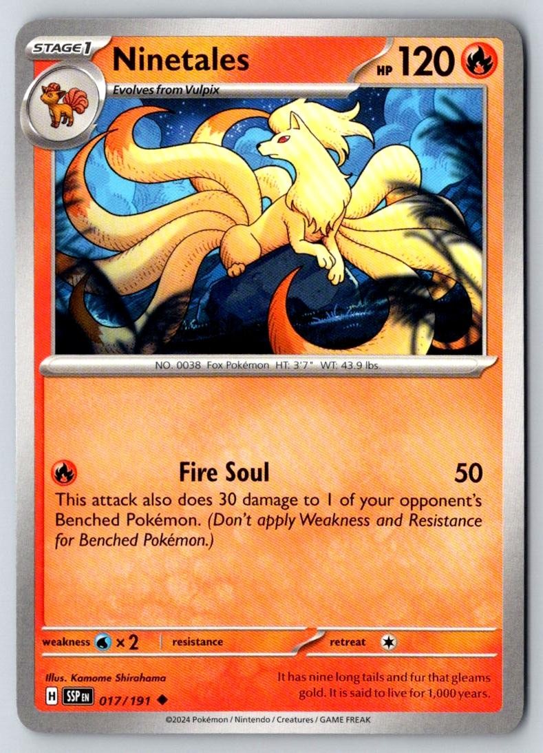 Ninetales 017/191 Uncommon Surging Sparks Pokemon Near Mint