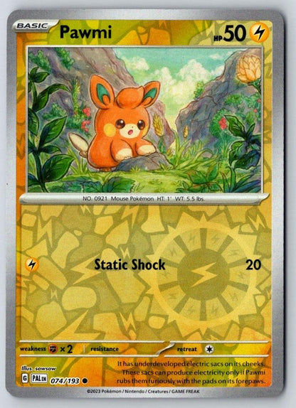 Pawmi 074/193 Common Paldea Evolved Pokemon Reverse Holo Near Mint