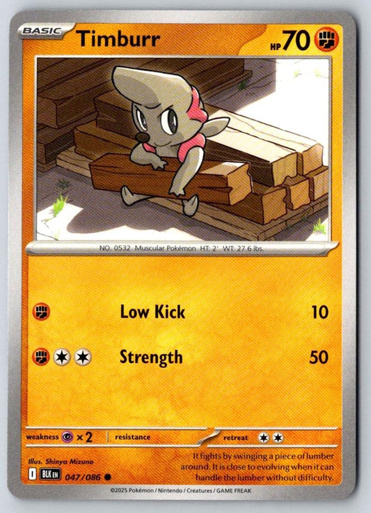 Timburr 047/086 Common Black Bolt Pokemon Near Mint