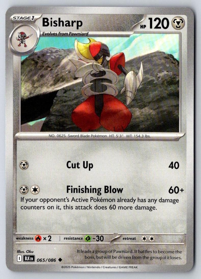Bisharp 065/086 Uncommon Black Bolt Pokemon Near Mint