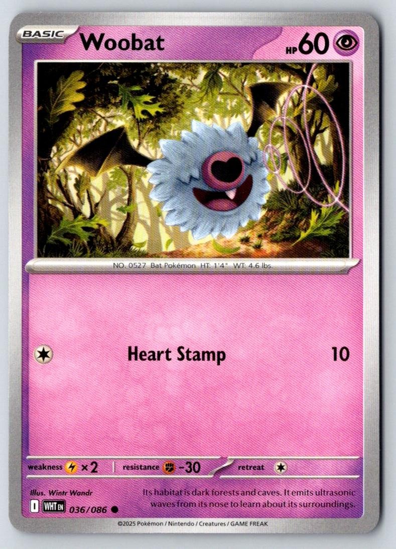 Woobat 036/086 Common White Flare Pokemon Near Mint