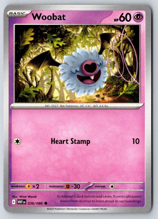 Woobat 036/086 Common White Flare Pokemon Near Mint