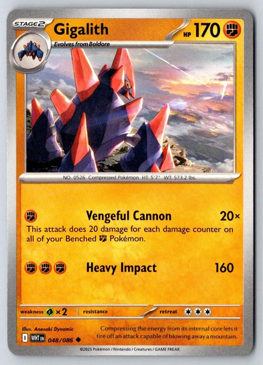 Gigalith 048/086 Uncommon White Flare Pokemon Near Mint