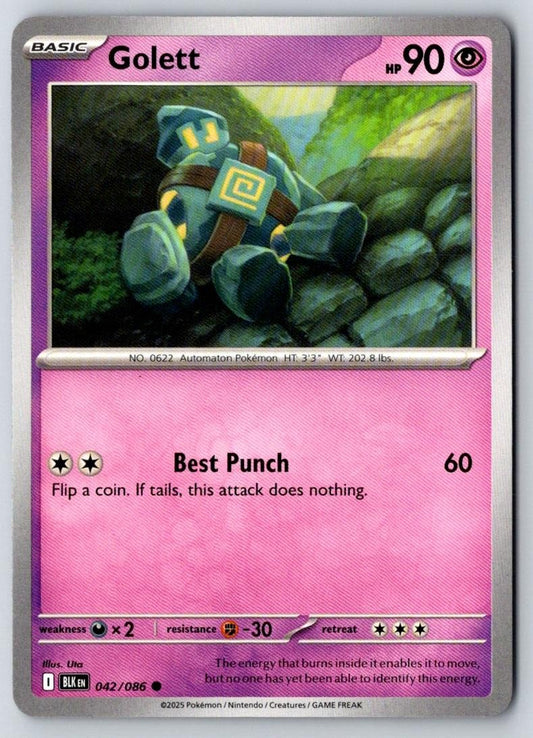 Golett 042/086 Common Black Bolt Pokemon Near Mint