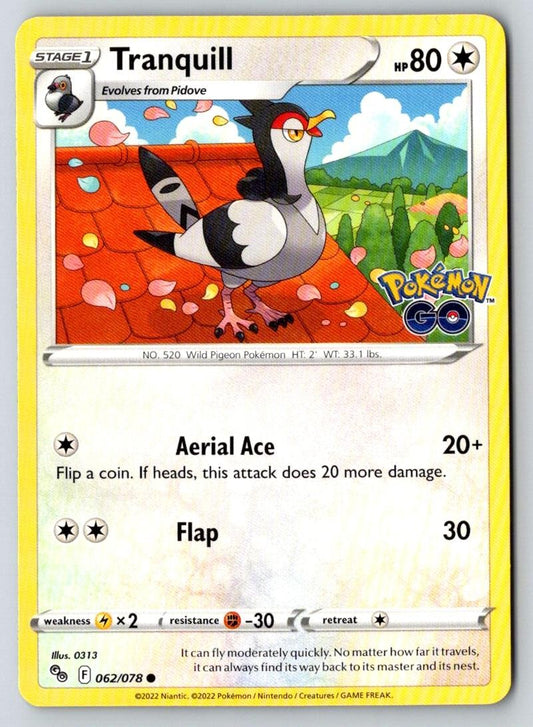 Tranquill 062/078 Common Pokemon GO Pokemon Near Mint