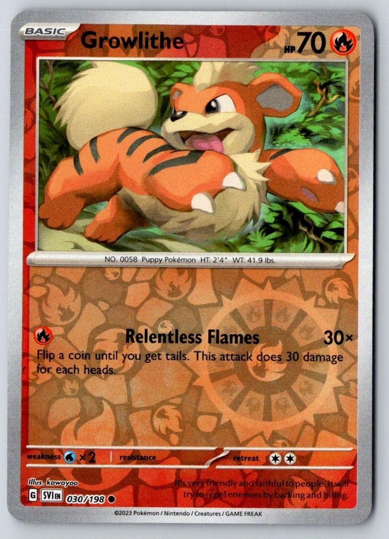 Growlithe 030/198 Common Scarlet & Violet Pokemon Near Mint