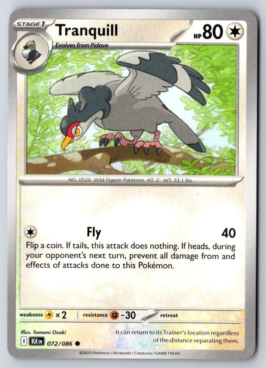 Tranquill 072/086 Common Black Bolt Pokemon Near Mint