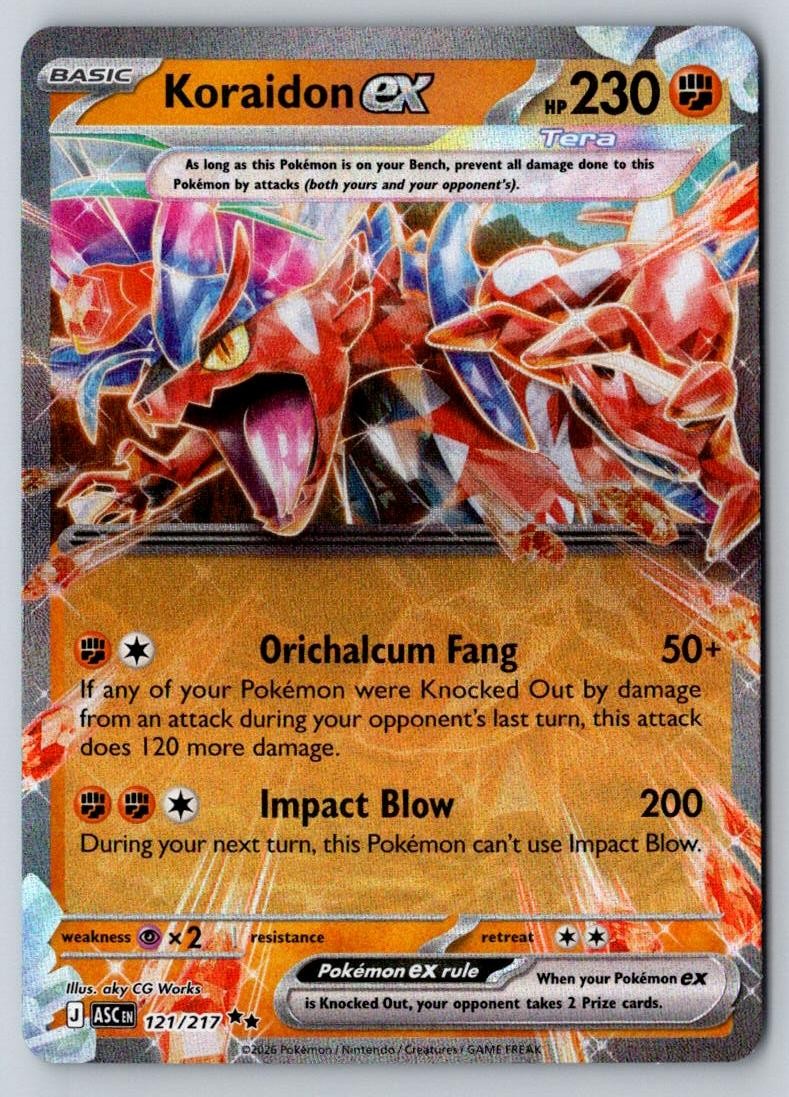 Koraidon ex 121/217 Double Rare Ascended Heroes Pokemon Holo Near Mint