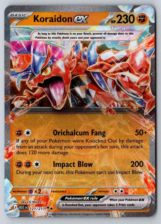 Koraidon ex 121/217 Double Rare Ascended Heroes Pokemon Holo Near Mint