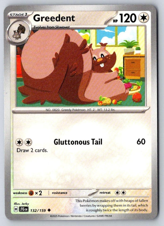 Greedent 132/159 Uncommon Journey Together Pokemon Near Mint