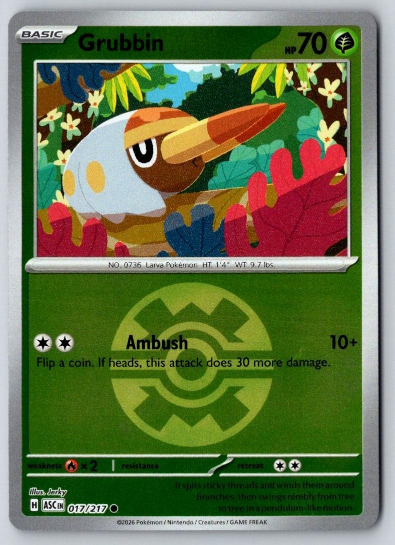 Grubbin (Quick Ball) 017/217 Common Ascended Heroes Pokemon Reverse Holo NM