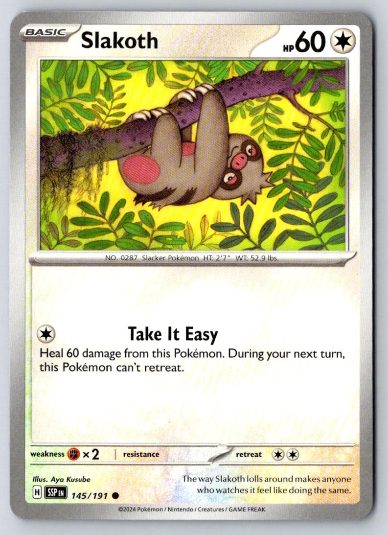 Slakoth 145/191 Common Surging Sparks Pokemon Near Mint