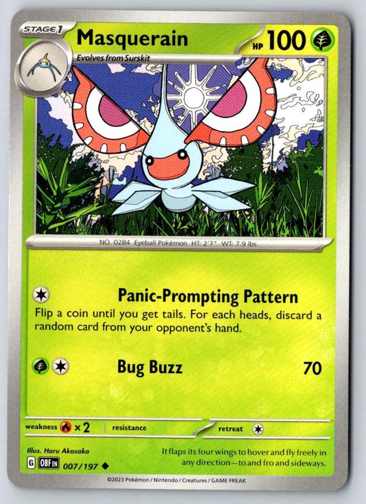 Masquerain 007/197 Uncommon Obsidian Flames Pokemon Near Mint