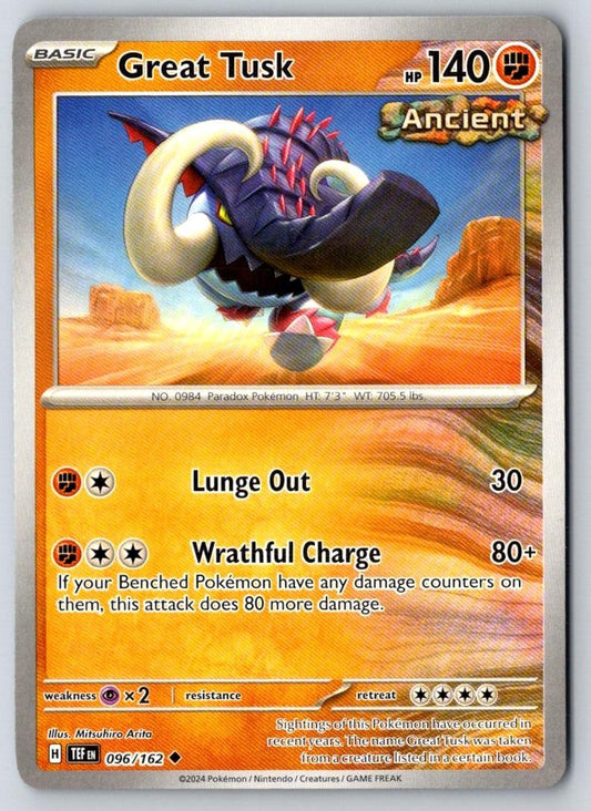 Great Tusk 096/162 Uncommon Temporal Forces Pokemon Near Mint