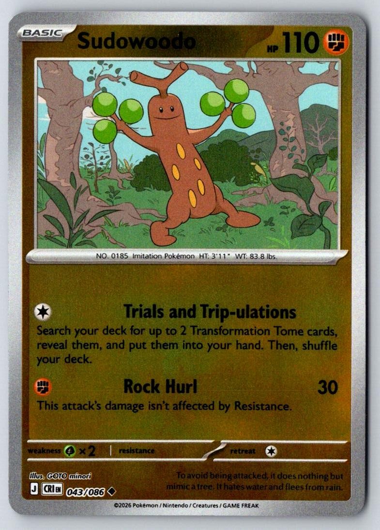 Sudowoodo 043/086 Uncommon Chaos Rising Pokemon Near Mint