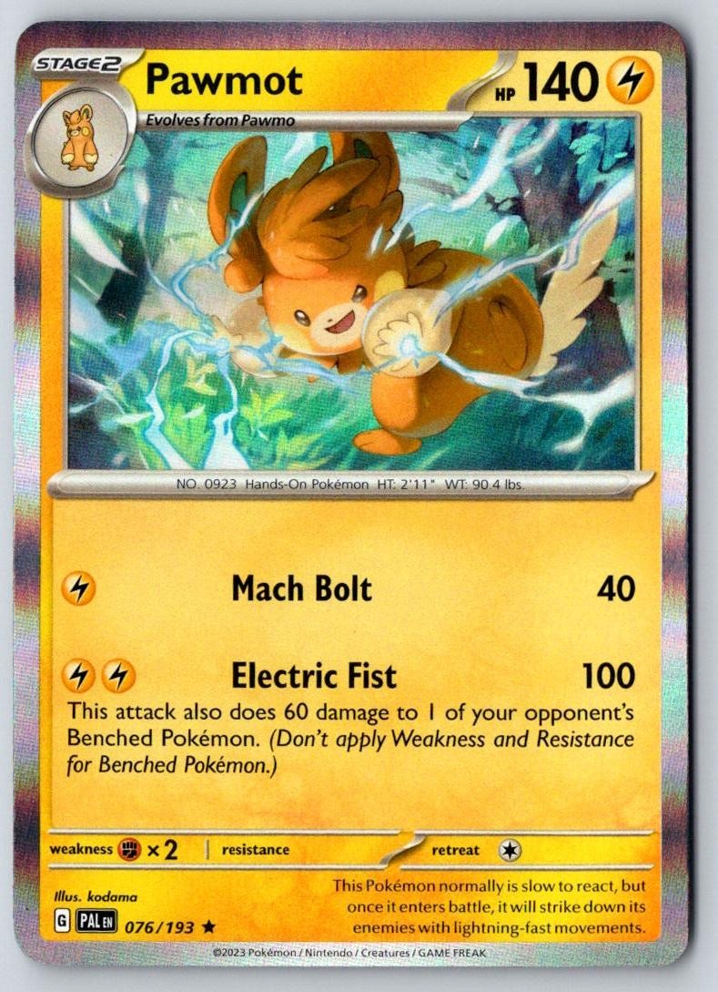 Pawmot 076/193 Rare Paldea Evolved Pokemon Holo Near Mint